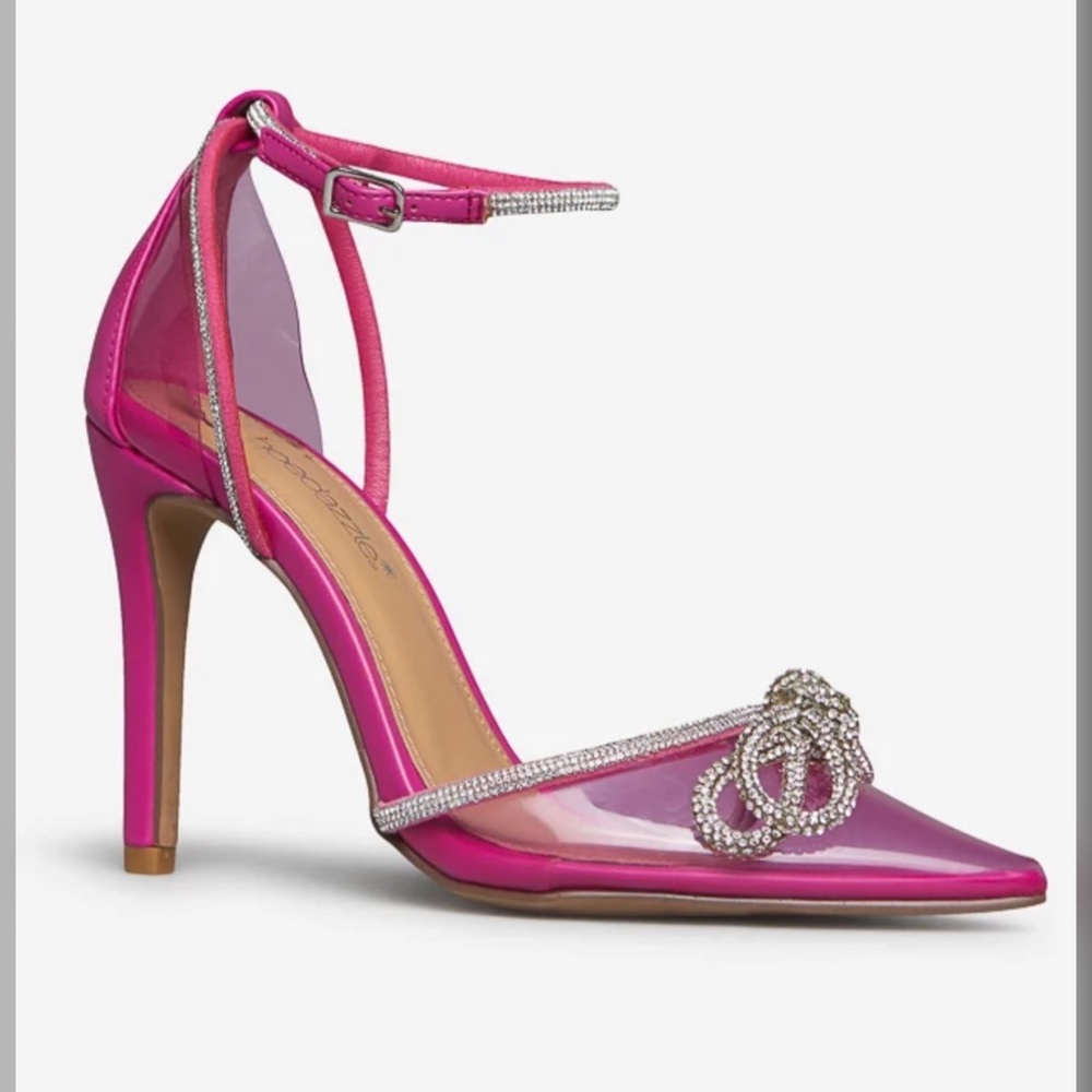 💕 Valentine Hot Fuchsia Diamond Embellished Pumps - Picture 6 of 11